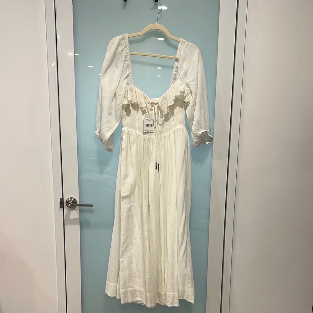 Free people Elegant White Ruffled Maxi Dress